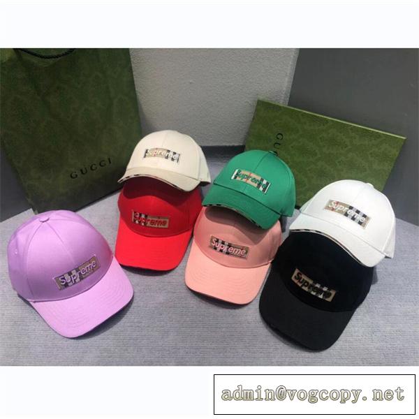 BURBERRY スーパーコピー キャップ Supremeｘバーバリー チェック柄ロゴ 7色 型崩れしにくい