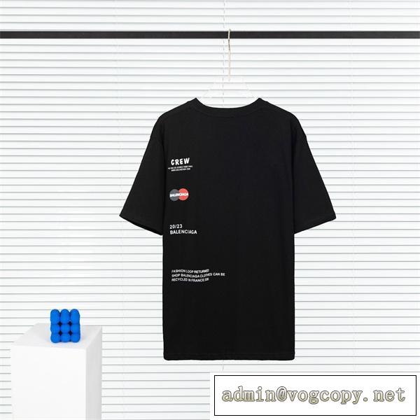 2026抜け感おすすめ BALENCIAGA 偽物 Tシャツ crewｘバレンシアガコラボ 100%綿生地 オーバーサイズ