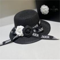 レトロ感満載 ディオール スーパーコピー カンカン帽 DIOR 花 リボン飾り 麦わら帽子