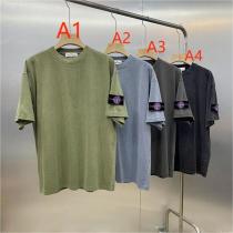 一目惚れした新作 ストーンアイランド Tシャツ レトロ処理 2色肩章付き STONE ISLAND半袖