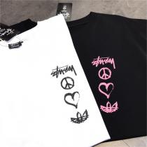  トレンドを問わず長く愛用 ステューシー コピー コラボＴシャツ STUSSYｘadidas 純綿生地 男女兼用