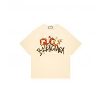 大人っぽい雰囲気が感じ GUCC1 偽物 Tシャツ GUCC1 X BALENCIAGA 形が崩れない 丈夫さ プリント柄