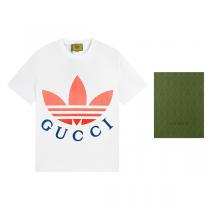 人気ランキング2026春夏新作 GUCC1 コピー Tシャツ GUCC1ｘadidas グレープフルーツ色 トレフォイル プリント