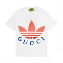 人気ランキング2026春夏新作 GUCC1 コピー Tシャツ GUCC1ｘadidas グレープフルーツ色 トレフォイル プリント