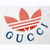 人気ランキング2026春夏新作 GUCC1 コピー Tシャツ GUCC1ｘadidas グレープフルーツ色 トレフォイル プリント