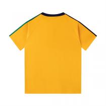 お洒落心をくすぐられる GUCC1 コピー Tシャツ GUCC1xAdidas イエロー ストライプスロゴプリント