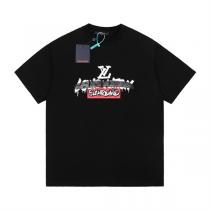 春を意識したトレンド高品質 ルイヴィトン コピー Tシャツ LOUIS VUITTONＸSUPREMEコラボ 純綿生地 