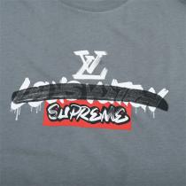 春を意識したトレンド高品質 ルイヴィトン コピー Tシャツ LOUIS VUITTONＸSUPREMEコラボ 純綿生地 