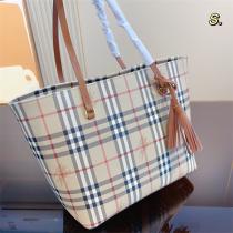 クラシックデザイン★BURBERRY スーパーコピー トートバッグ バーバリー 牛革 チェック柄 キャンパス