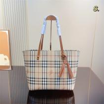 クラシックデザイン★BURBERRY スーパーコピー トートバッグ バーバリー 牛革 チェック柄 キャンパス