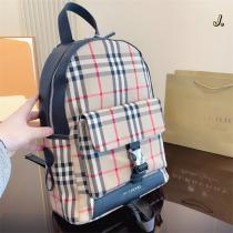 愛用していた今年トレンド バーバリー 偽物 リュック BURBERRY 牛革 チェック柄 キャンパス ナイロン
