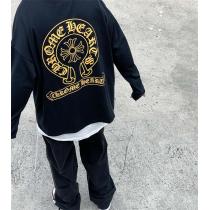 トレンド感を出す CHROME HEARTS スーパーコピー 長袖Tシャツ クロムハーツ ブロンズ ロゴ ゴールド