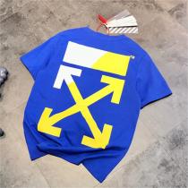 夏らしい雰囲気☆オフホワイト スーパーコピー Tシャツ Off-White 矢印 通気性 ブルー&イエロー