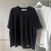 春夏にも大活躍間違いなし オフホワイト 偽物 Tシャツ 横断歩道 黒白 プリント コットン素材