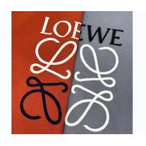 今季トレンド色★★LOEWE 偽物 Tシャツ ロゴ刺繡 ロエベ オーバーサイズ 男女兼用 綿生地