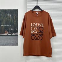 今季トレンド色★★LOEWE 偽物 Tシャツ ロゴ刺繡 ロエベ オーバーサイズ 男女兼用 綿生地