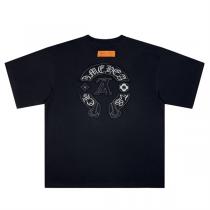 23ss新作★ルイヴィトン コピー Tシャツ ロゴ貼り付け ChromeheartsｘLouis Vuitton コラボ 4色