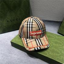 バーバリー スーパーコピー キャップ SupremeｘBURBERRY 枠ロゴ 貼り付け チェック柄 快適的