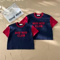 ★高品質2026夏の新作★ MIUMIU コピー Ｔシャツ ミュウミュウ プリント貼り付け ロゴ 希少品