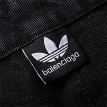 adidas x BALENCIAGA コピー ハーフジーンズ バレンシアガ コラボ アディダス 男女兼用 ストライプ リップド加工
