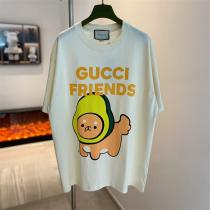 プレゼントにお勧め☆GUCC1 偽物 Tシャツ GUCC1ｘKawaiiコラボ アボカド 可愛い 純綿生地 レトロスタイル
