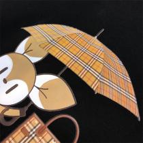 可愛い バーバリー コピー Ｔシャツ 鹿ちゃん 傘 チェック柄 シルケット加工 BURBERRY 
