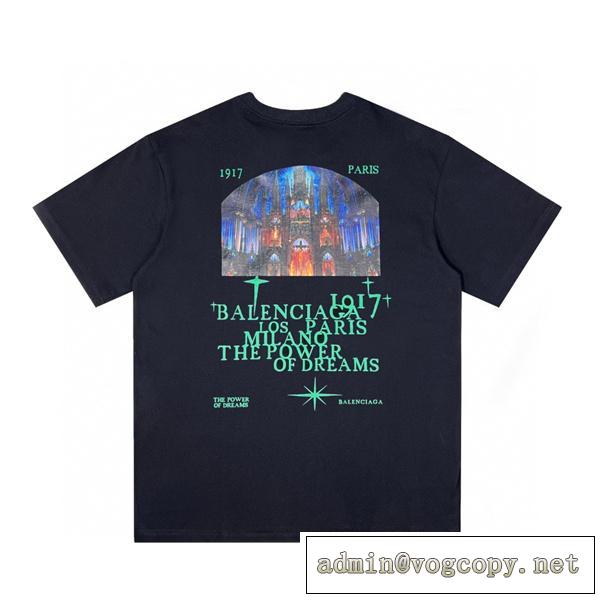 とても良い抜け感を演出 BALENCIAGA スーパーコピー Tシャツ 教会1917 バレンシアガ コットン ダブルガーゼ 