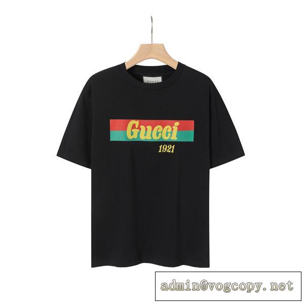 今季も取り入れやすいコーデ GUCC1 コピー Tシャツ 綿 ロゴプリント 男女兼用 カジュアル