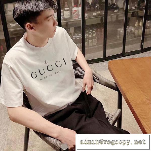 季節が進むにつれて流行ファション☆GUCC1 コピー Tシャツ クールな雰囲気 ロゴプリント 純綿素材