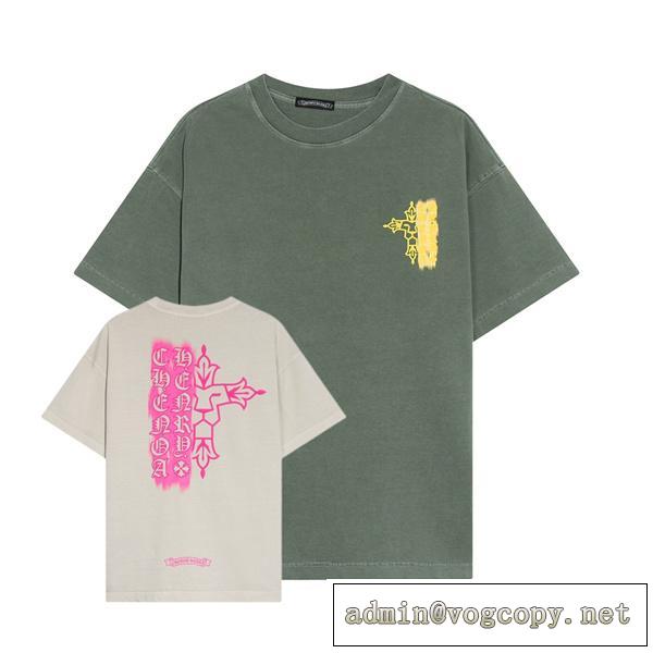 2026春夏新作 クロムハーツ コピー Tシャツ 水洗い処理 プリントロゴ 純綿素材 2色 クロス