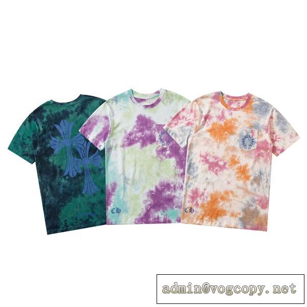 2026ssトレンド新作 クロムハーツ 偽物 Tシャツ グラデーション ロゴプリント 男女兼用 100%コットン生地 