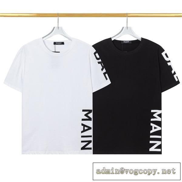 気軽に今っぽく バルマン スーパーコピー Tシャツ BALMAIN ロゴプリント 純綿生地 男女兼用