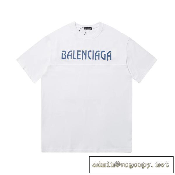 【期間限定】BALENCIAGA コピー Tシャツ カットソー ロゴプリント貼り付け 不規則 ゆったり感 バレンシアガ