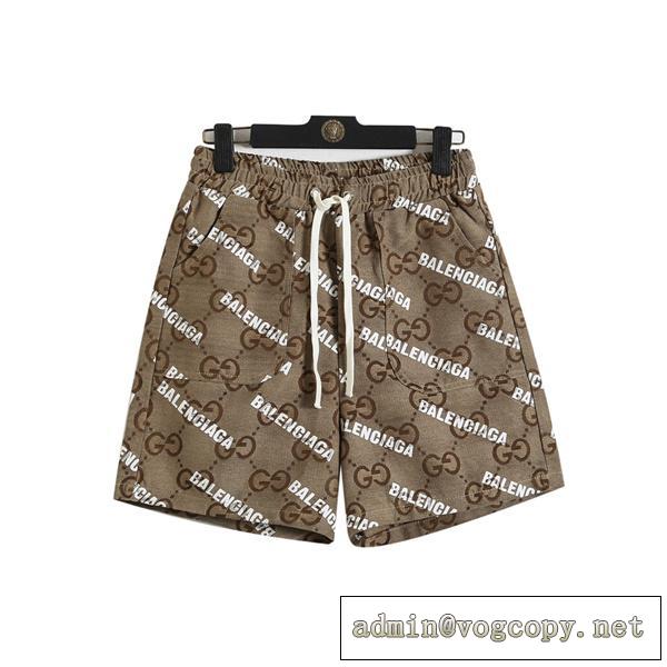 今年大好評♥ バレンシアガ コピー ハーフパンツ BALENCIAGAｘGUCC1 コラボ 綿素材 モノグラム プリント
