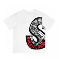 バレンシアガ コピー Tシャツ BALENCIAGAｘSupreme 100%コットン ダブルガーゼ 落書きロゴ