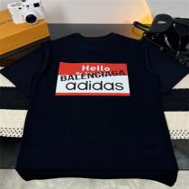 【2026ss最高のコラボ】バレンシアガ 偽物 Tシャツ BALENCIAGAｘAdidas ロゴプリント 純綿生地