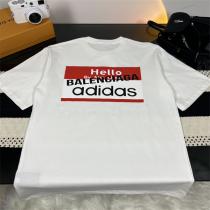 【2026ss最高のコラボ】バレンシアガ 偽物 Tシャツ BALENCIAGAｘAdidas ロゴプリント 純綿生地