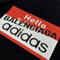 【2026ss最高のコラボ】バレンシアガ 偽物 Tシャツ BALENCIAGAｘAdidas ロゴプリント 純綿生地
