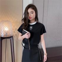 今年大好評だった CHANE1 コピー Tシャツ 100％コットン生地 2色 丸首デザイン レディース