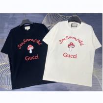 23年春夏の新作 GUCC1 スーパーコピー Ｔシャツ キノコ 茸 ロゴプリント 半袖 芸能人愛用 コットン