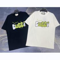 ストリートスタイル★GUCC1 偽物 Ｔシャツ ロゴプリント ネオングリーン コットン 柔らかく生地