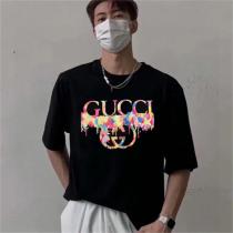 芸能人愛用★GUCC1 スーパーコピー Ｔシャツ ロゴ プリント 丸首 コットン 鮮やかなカラー 定番