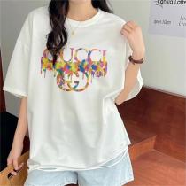 芸能人愛用★GUCC1 スーパーコピー Ｔシャツ ロゴ プリント 丸首 コットン 鮮やかなカラー 定番