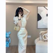 ♡宮廷スタイル♡ VALENTINO コピー セットアップ バブルスリーブ 単色 ヴァレンティノ シフォン生地