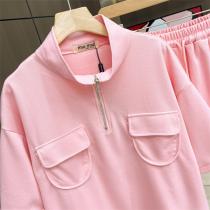★元気溢れるピンク★MIUMIU コピー セットアップ ジッパー ポケット ミュウミュウ 100%コットン