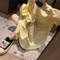 レモンイエロー★★BALENCIAGA コピー UVカット シャツ ラインストーン ストライプ ロゴ バレンシアガ