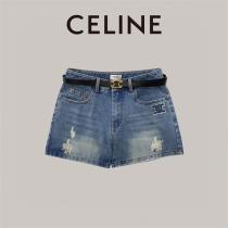 気兼ねなく着られる CELINE コピー ハーフジーンズ ロゴ貼り付け 刺繡ロゴ 水洗い処理 レディース セリーヌ