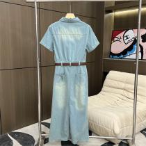 夏らしい雰囲気★★セリーヌ スーパーコピー デニム ワンピース カジュアルスタイル 襟 ポケット CELINE