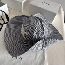 紫外線対策★★★★ CELINE 偽物 女優帽 ストライプ柄 セリーヌ ロゴ貼り付け 上品で女性らしい