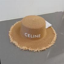 お洒落小物お勧め☆セリーヌ スーパーコピー 麦わら帽子 CELINE ロゴプリント柄  紫外線対策 2色